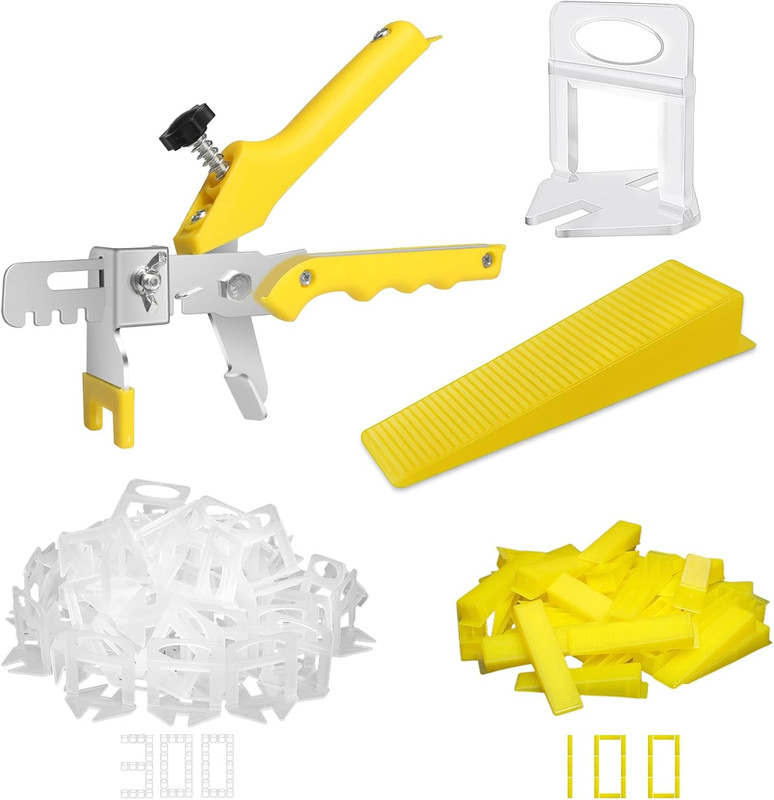 Tile Leveling System with Tile Plier – 300-Piece Tile Spacers Clips and 100-Piec