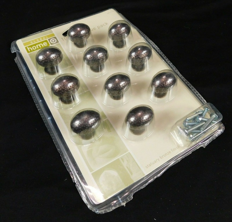 10 Knob Drawer Cabinet Pulls Statuary Bronze Finish Target 1 1/4″ x 3/4″ x 1 1/4