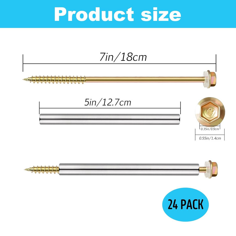 12 Pack 7'' Gutter Screws with Stainless Steel Sleeve,For 5-Inch Roof Gutter Rep gallery