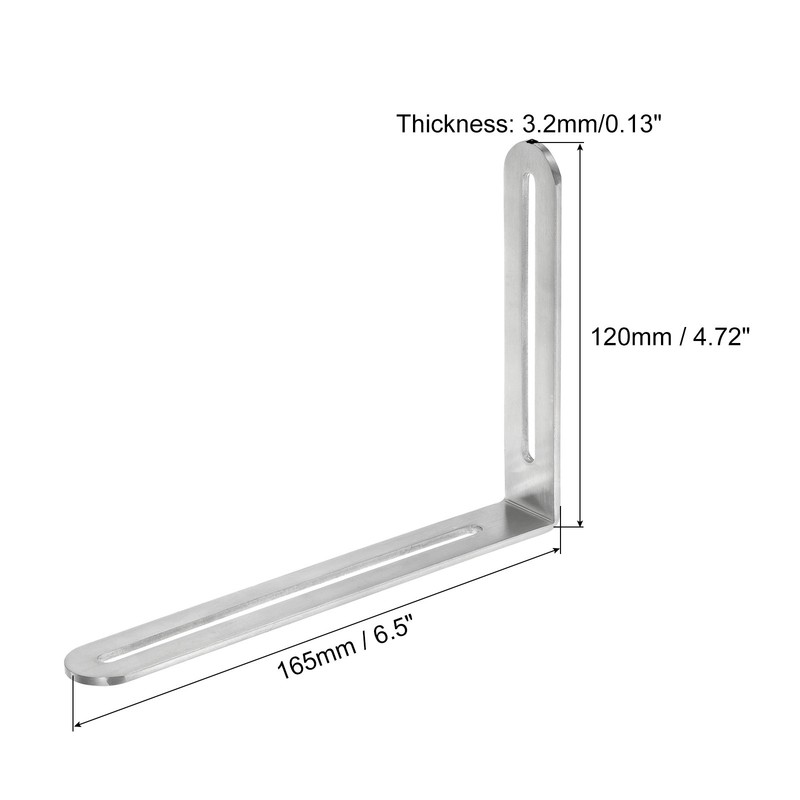 2pcs L-shaped adjustable angle bracket with screws, for bracket 16.5x12cm, silver gallery