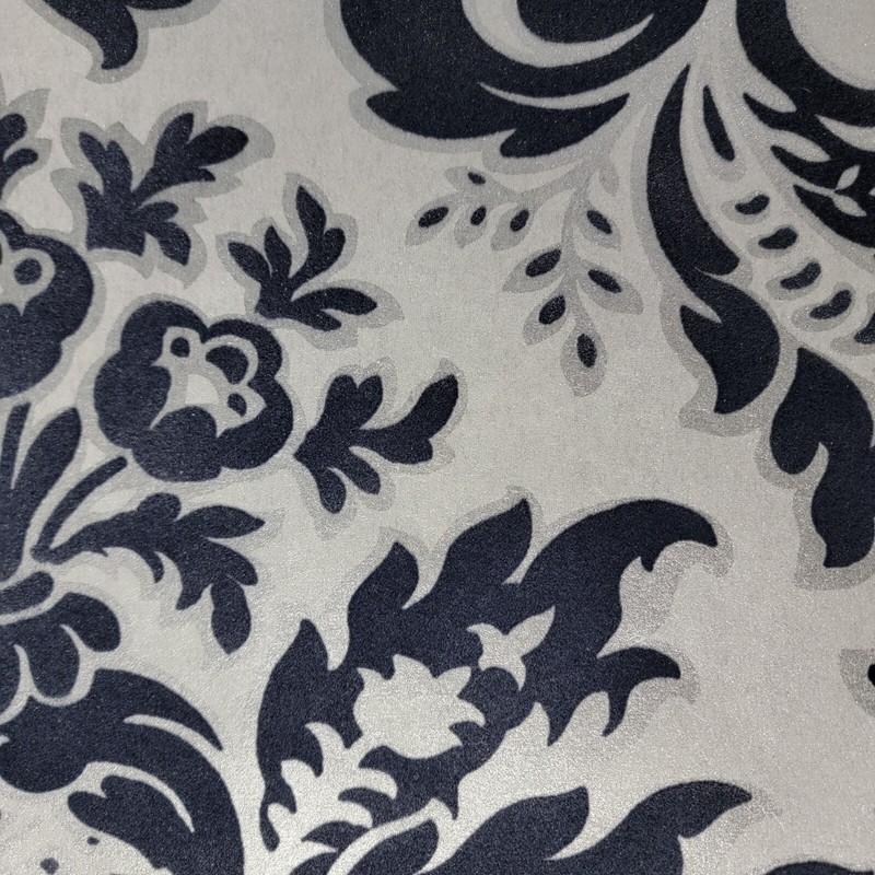 Wallpaper flocking navy blue silver gray metallic Flocked damask velvet flock 3D gallery