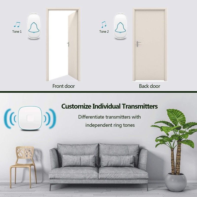 High-Performance Wireless Doorbell: 1000ft, Waterproof with Flashing LED Alert gallery