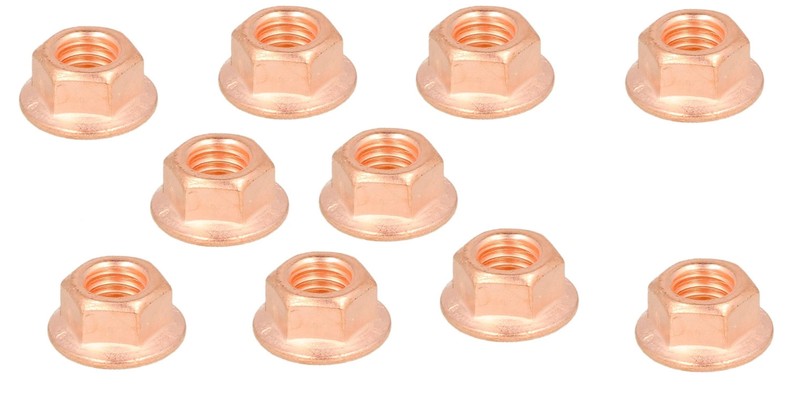 10x 17Mm Copper Nut With Flange M10 X 1.5 Exhaust Elbow DIN267 CU Nut Copper