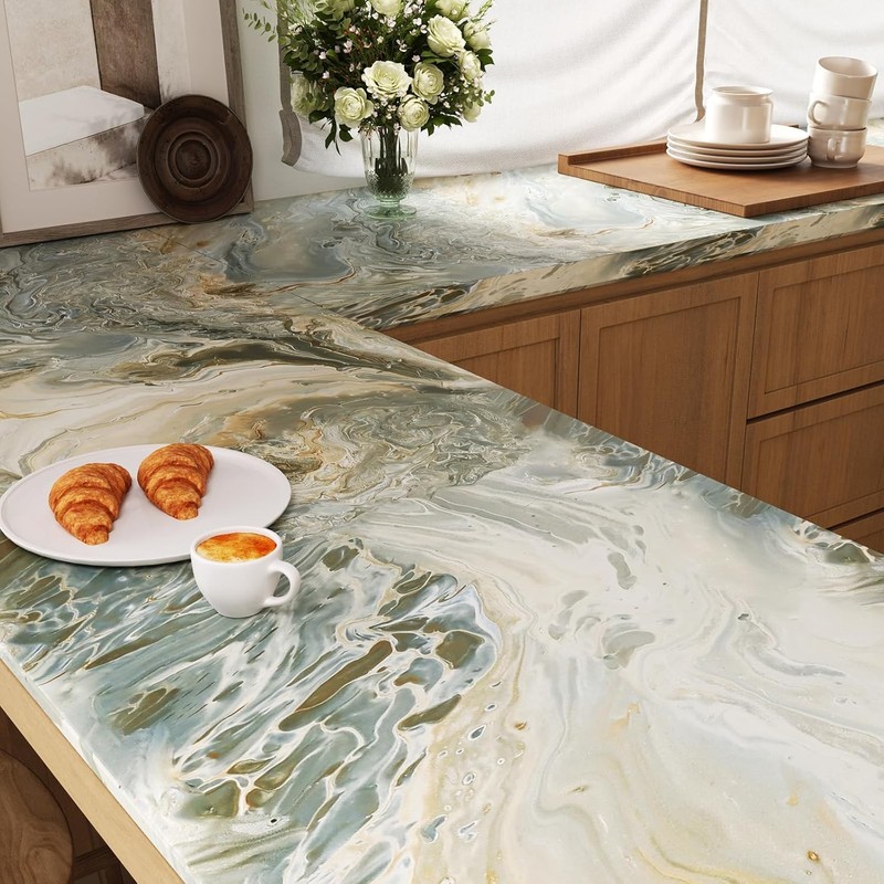 Liquid Marble Contact Paper Waterproof Removable Thick Countertop Protector gallery