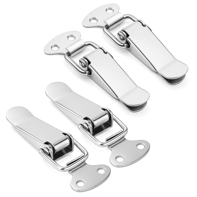 4 PCS Stainless Steel Toggle Latch Spring Loaded Latch Silver Catch Hasp Clamp C