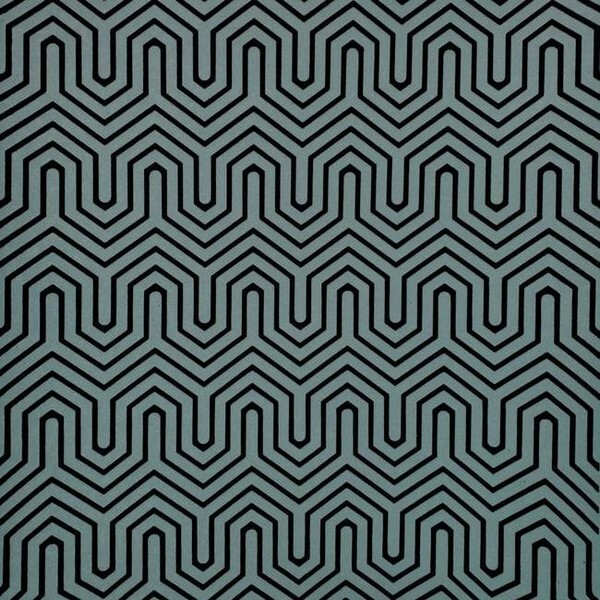 Navy blue teal felt flocking Geometric velvet Labyrinth flocked wallpaper GM7502