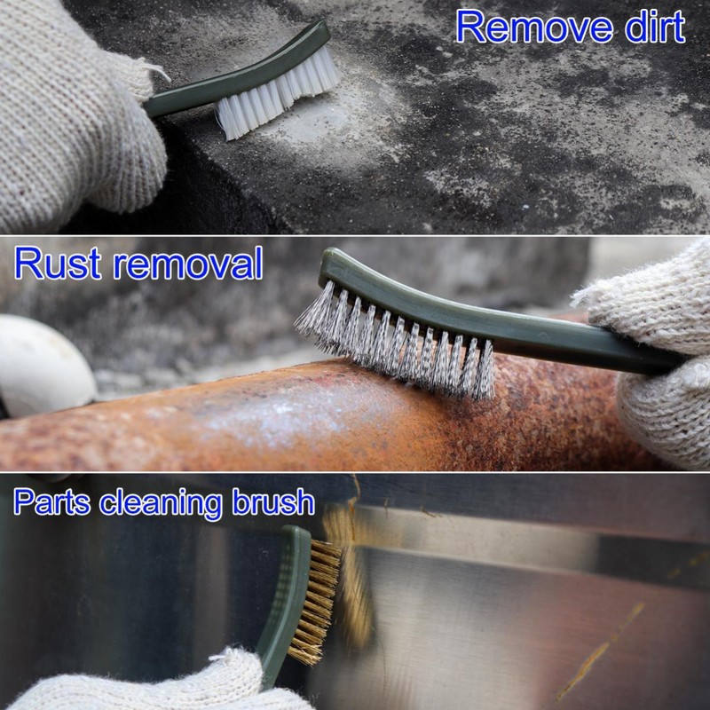 Mini Wire Brush Set Rust Paint Dirt Metal Cleaner Steel/Nylon/Brass Brush Scrub gallery