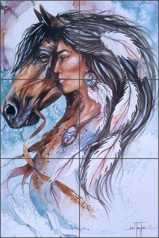 Ceramic Tile Mural Backsplash Taylor Native Horse Art JTA023