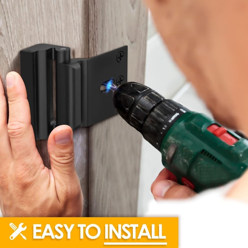 Home Security Door Reinforcement Lock Childproof 800lb Inward Swinging LatchLock gallery