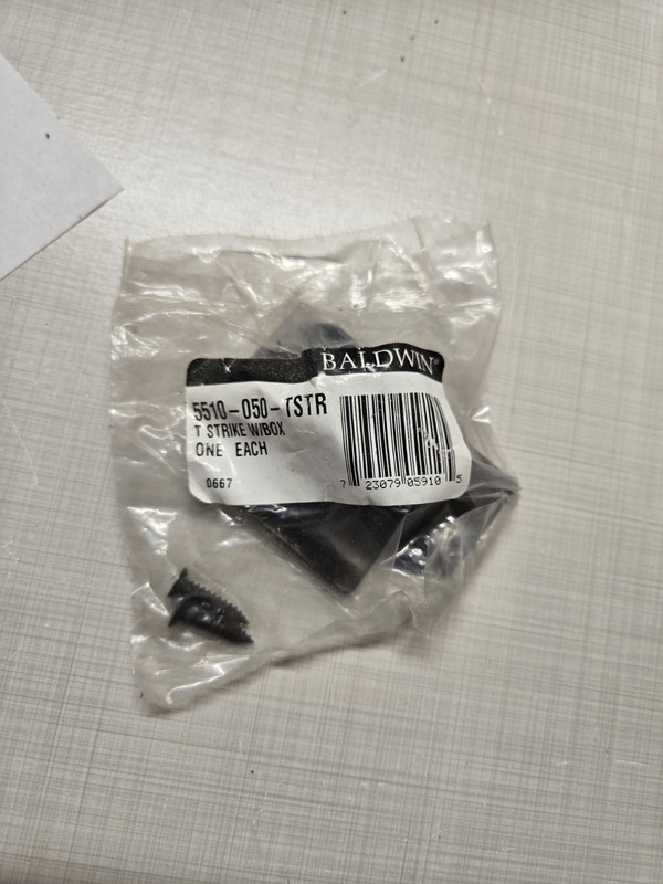 Baldwin Estate 5510-050-TSTR T-Strike in Satin Black and Brass w/ screws & Dbox