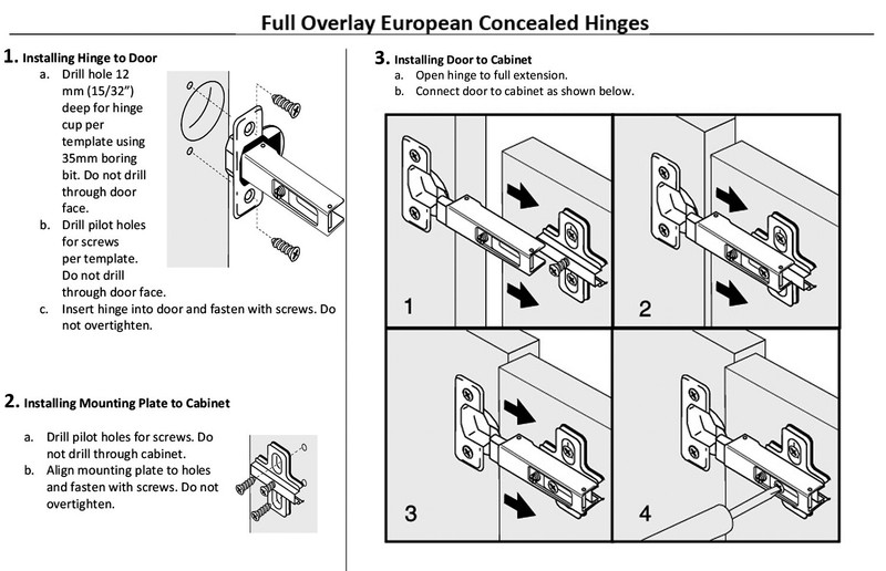 2 Pieces Full Overlay Frameless Concealed Cabinet Hinges with Screws gallery