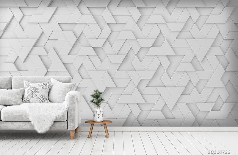 3D White Trapezoid Geometry Patterns Wallpaper Wall Murals Removable Wallpaper