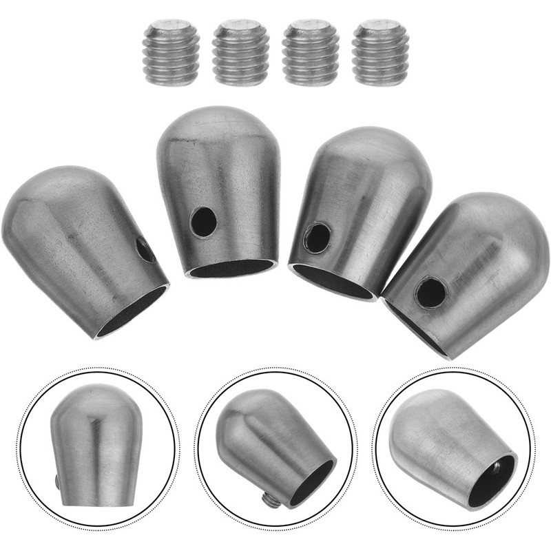 4 Pcs Stainless Steel Handrail End Cap Caps Staircase Accessories Covers