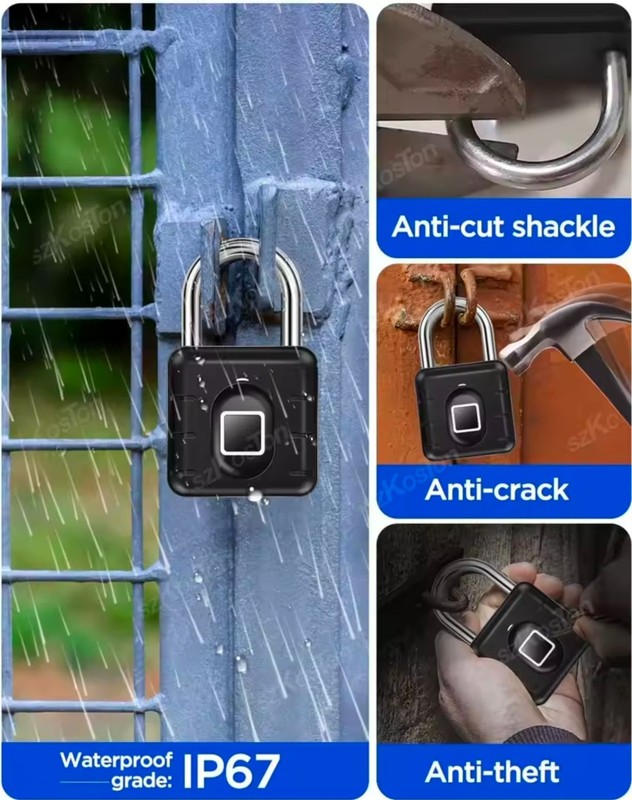 Keyless Fingerprint Padlock – Waterproof IP67 gallery
