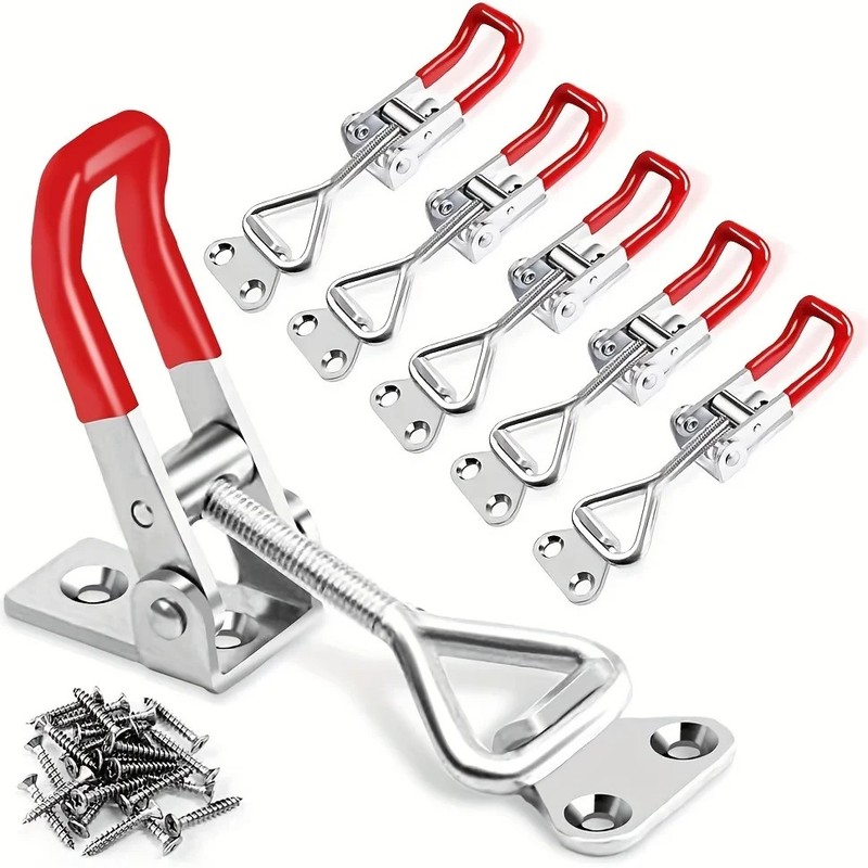 5 X Heavy Duty Steel Toggle Latch Catches Adjustable Lock Clamp For Boxes Case