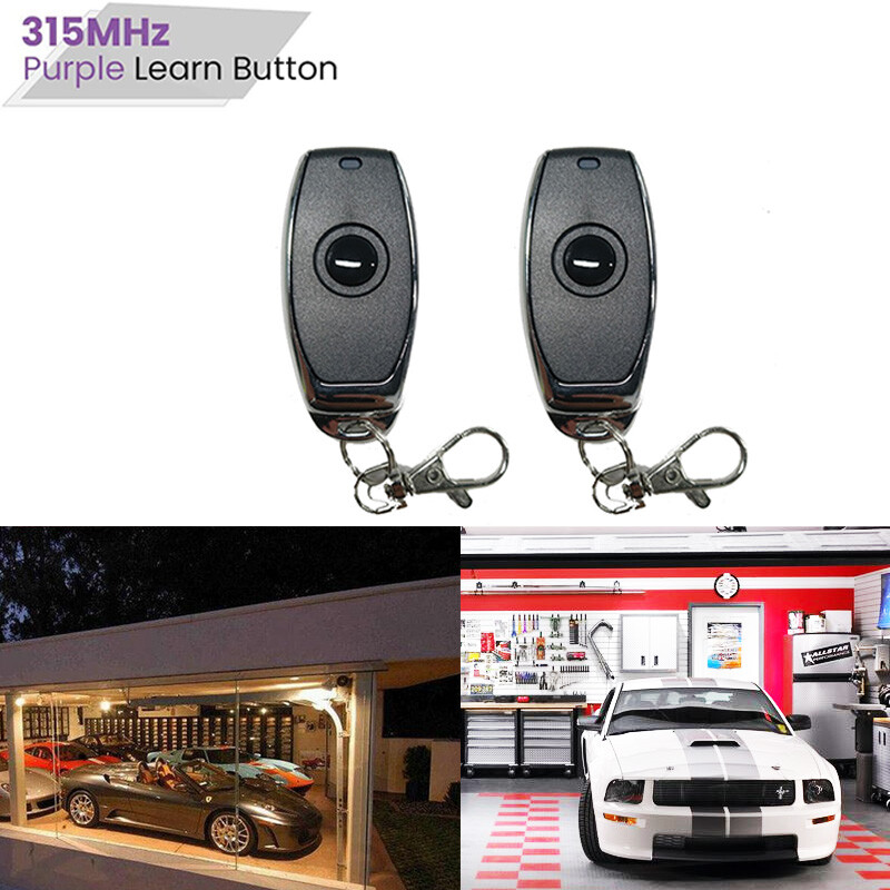 1/2pc Chamberlain Key Chain Remote Garage Door Opener Purple Learn Button 315Mhz