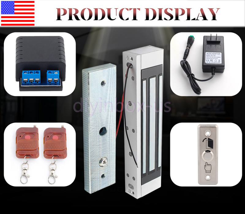 Door Access Safe Control System Electric Magnetic Lock 2 Remote Controlls 350LBS