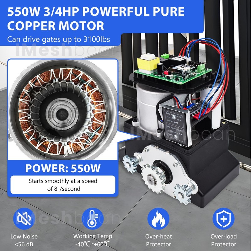 3100lbs Electric Automatic Sliding Gate Opener Motor APP control With 4 Remotes gallery