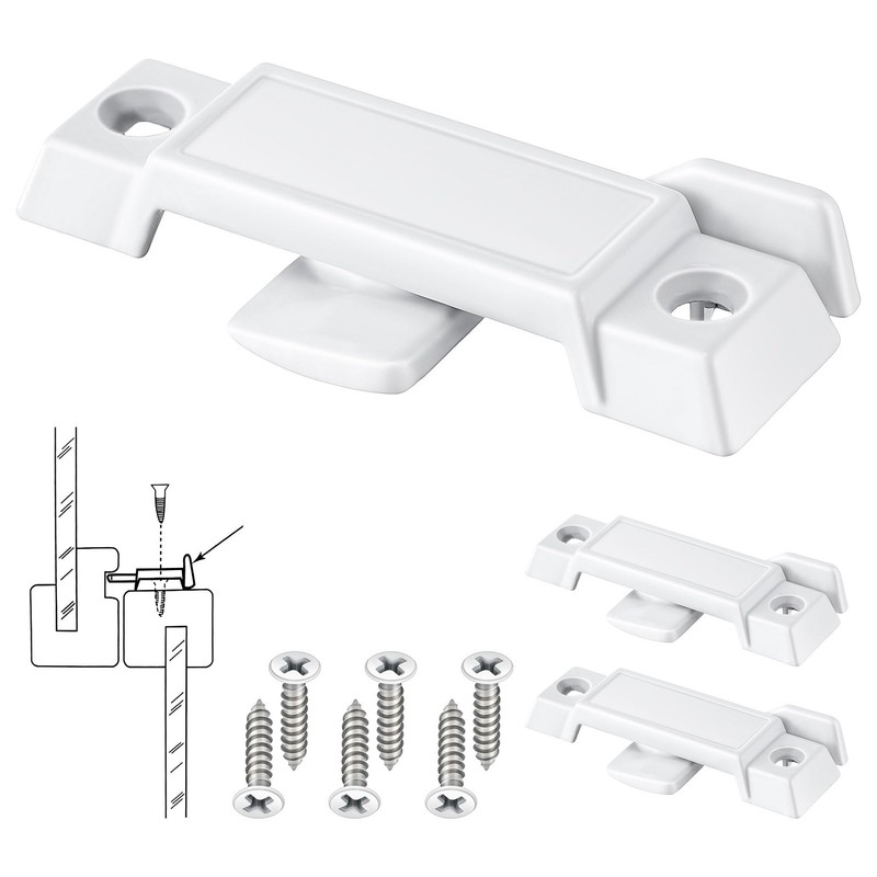 3 PCS Replacement Sash Lock For F 2590 Sliding Windows 21/4 In Hole White