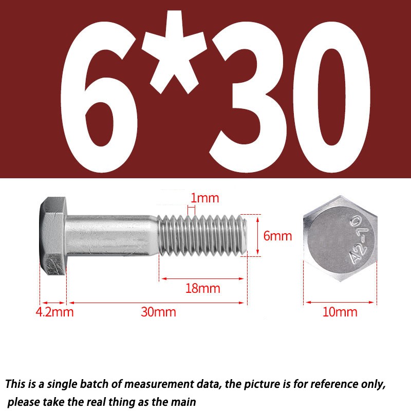 M6 A2 STAINLESS STEEL PART THREADED HEX HEAD BOLTS HEXAGON SCREWS DIN 931