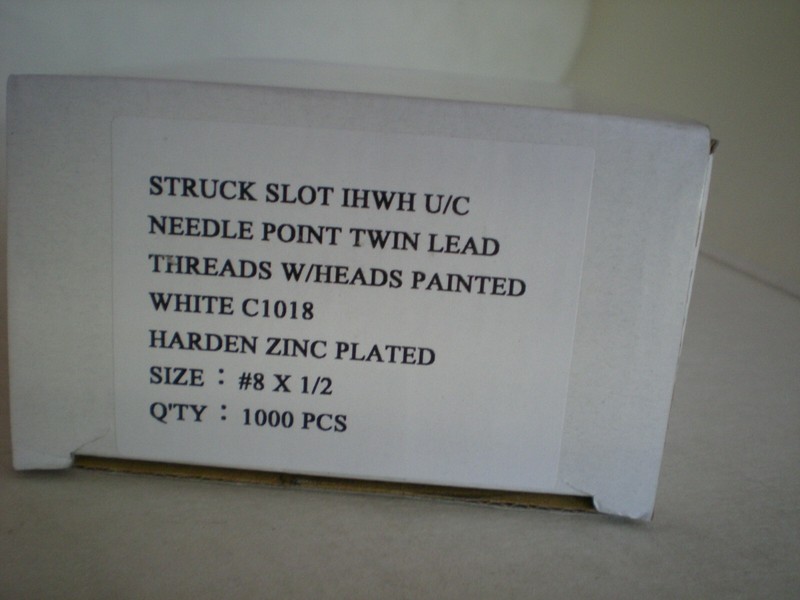 (1000) #8 x 1/2" Slot Piercing gutter screws w/Heads Painted White gallery