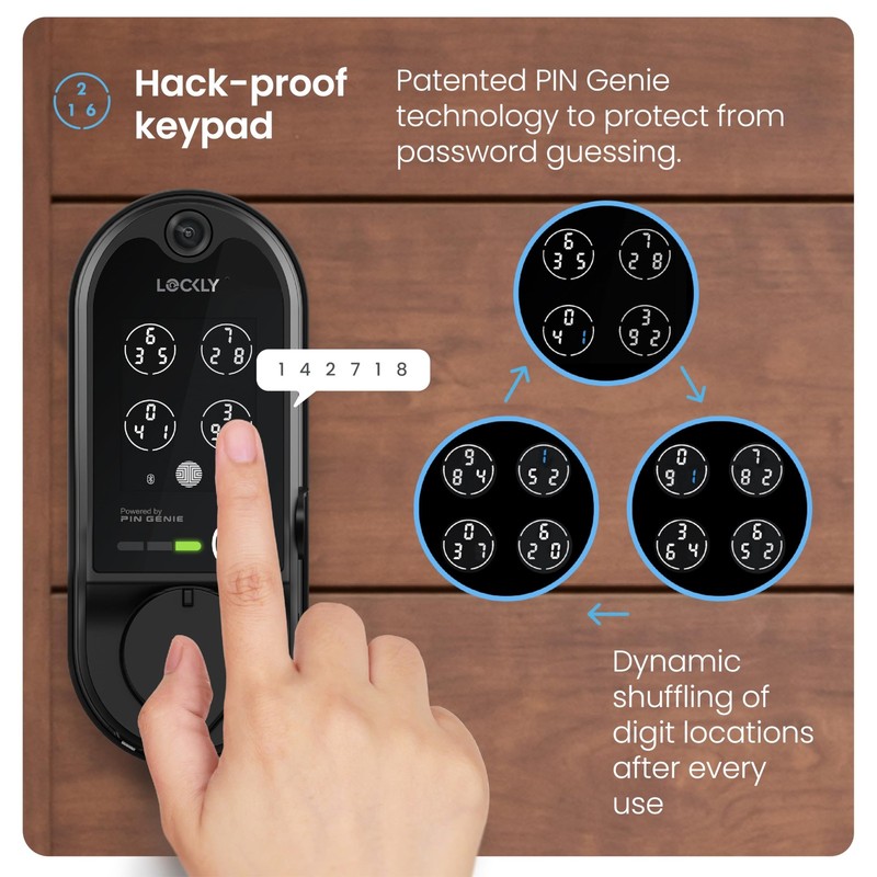Lockly Vision Smart Lock with HD Video Doorbell, Fingerprint Door Lock for Front gallery