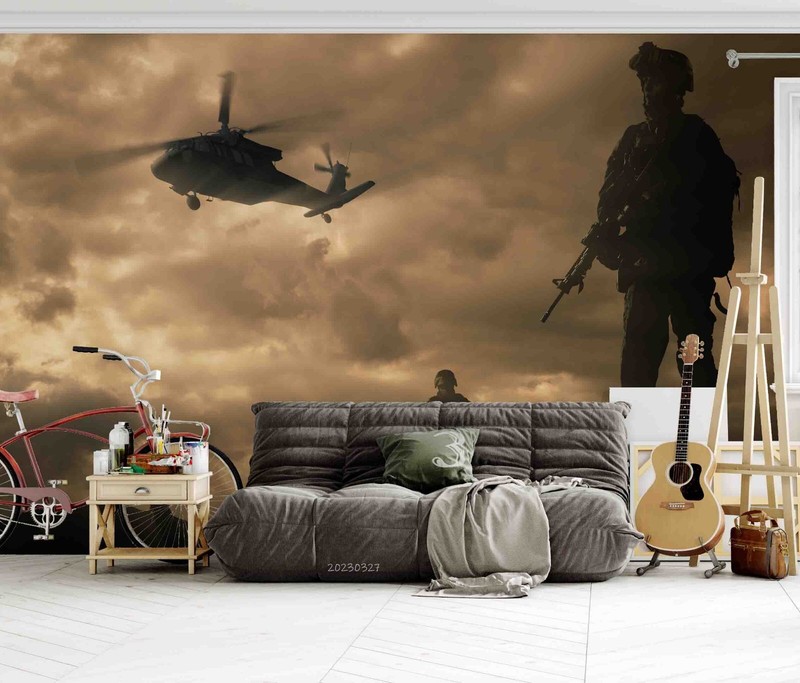 3D Night Soldier Plane Self-adhesive Removable Wallpaper Murals 2