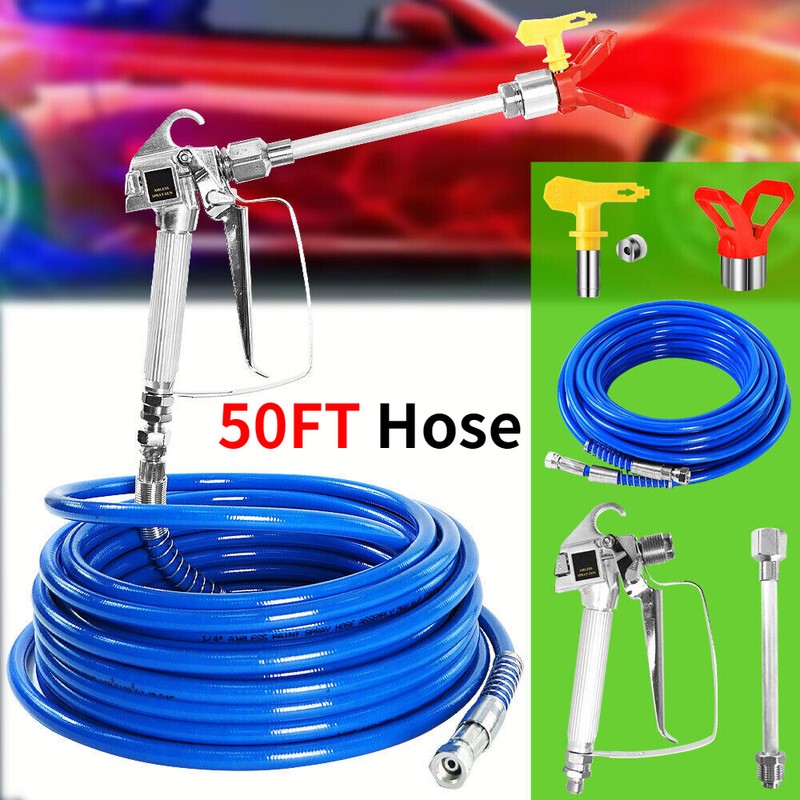 Airless Spray Gun 3600PSI Spray Gun 50FT Hose Kit With Extension Pole & 517 Tips