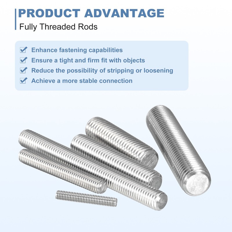 M6-1.0x250mm Fully Threaded Rods, 304 Stainless Steel Thread Bar Studs gallery