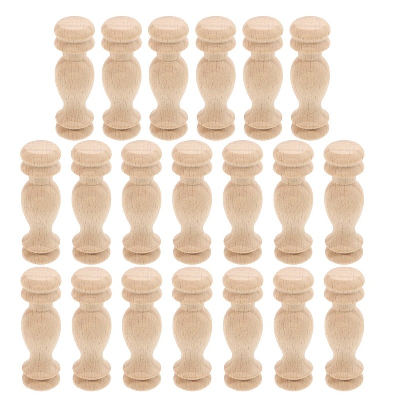20 PCS Small Finials Unpainted Curtain Rod Balusters for Indoor Stairs gallery