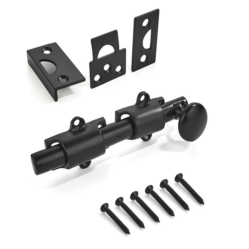 4 Inch Solid Brass Door Surface Slide Bolt Latch Matte Black 2 Pack 2 PCS