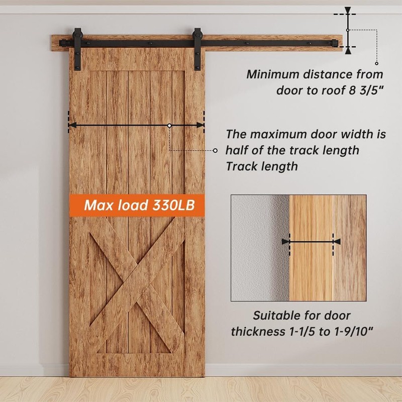 4-14FT Rustic Sliding Barn Door Hardware Closet Track Kit, Single/Double/Bypass gallery