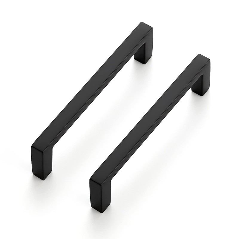 10 Pack Matte Black 33/4 Inch 96mm Slim Square Cabinet Drawer Pulls Hardware