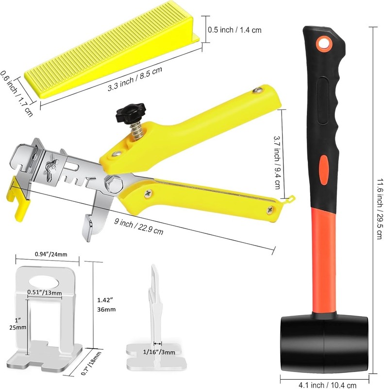 Tile Leveling System with Tile Pliers and Hammer - 300 Piece Tile Spacers Cli... gallery
