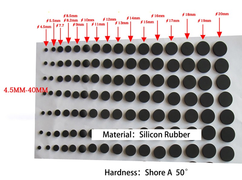 Black Round Self Adhesive Backing Silicone Rubber Non-slip Pad Protector Cushion gallery