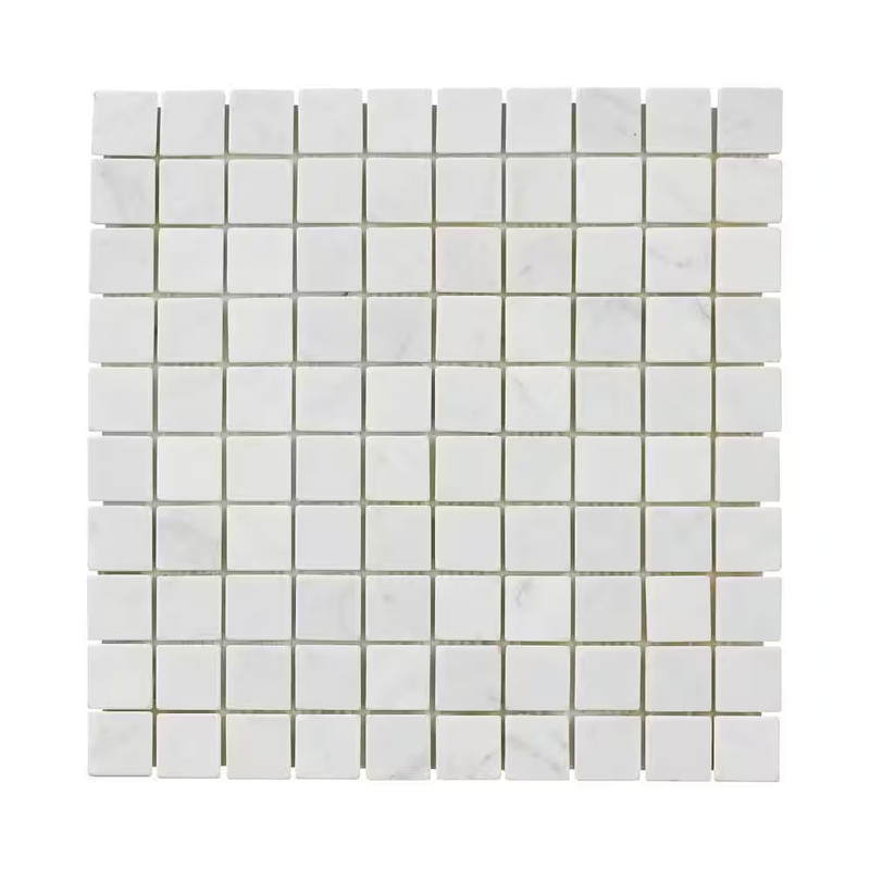 Carrara White 11.75 In. X 11.75 In. Honed Marble Wall and Floor Mosaic Tile (0.9