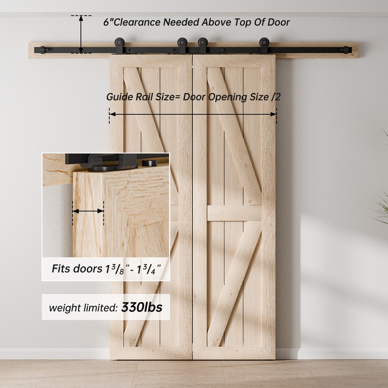 4FT-20FT Sliding Barn Door Hardware Closet Track Kit Single/Double/Bypass Doors gallery