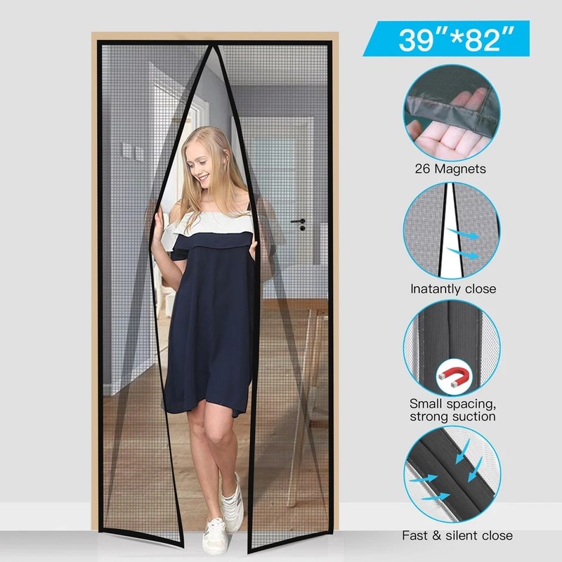 Hands Free Magnetic Screen Door Mesh Net Mosquito Fly Insect Fastening Curtain gallery