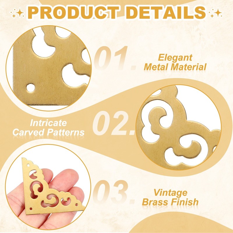 4Pcs Brass Corner Protector 2 Inch Metal Corner Protector (Brass) gallery