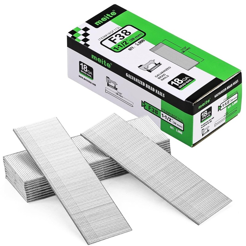 High-Performance 5000pc Galvanized 1-1/2” Brad Nails for Nailers – 18 Gauge