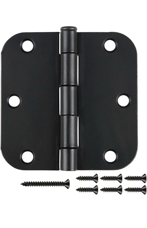 29 Pack Rounded Matte Black Door Hinges 3.5 - 3.5 Inch 5/8" Radius