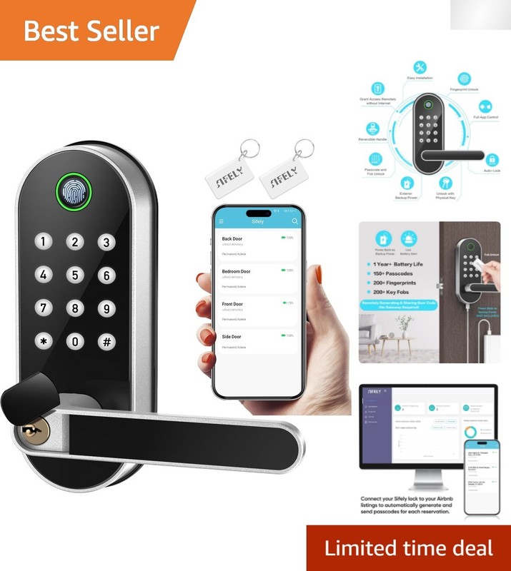 Weather Resistant Fingerprint Door Lock with Remote Access – Ideal for Families