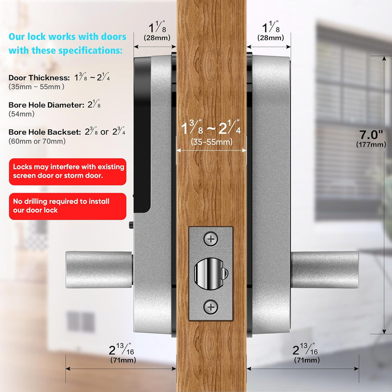 Fingerprint Smart Door Lock with Handle & Keypad – No More Lost Keys, Keyless En gallery