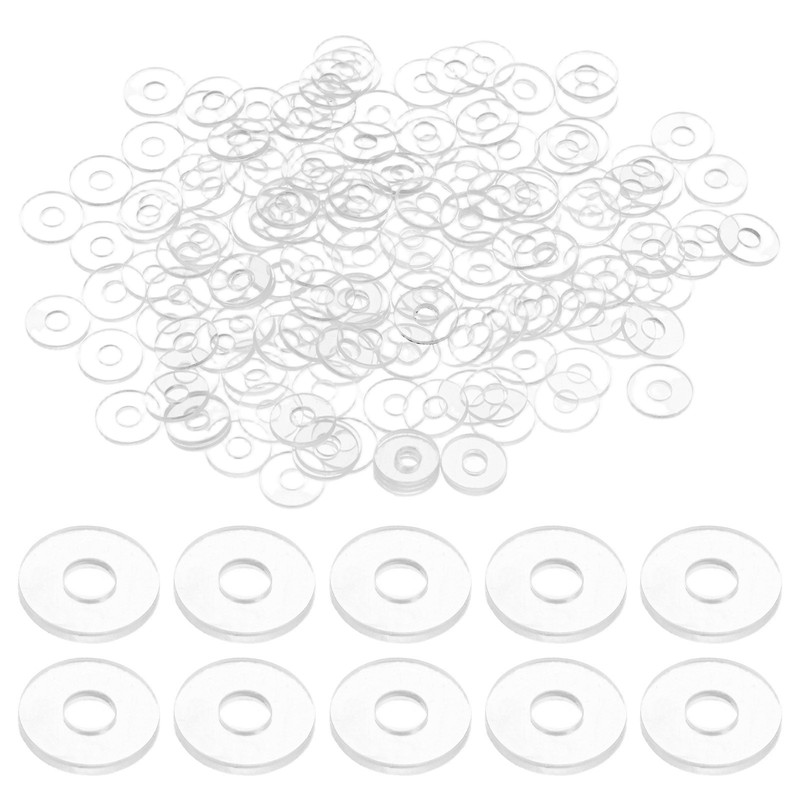 300-Pack M3 PVC Flat Washers, 3mm x 8mm (IDxOD) 1mm Thick Clear Spacer Gasket