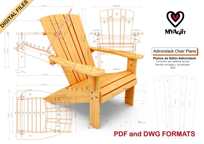Complete plans + Assembly Manual to make an Adirondack chair from scratch – pdf