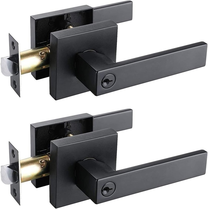 home improvement direct Keyed Alike Entry Door Lever 2 Set Zinc Alloy MatteBlack