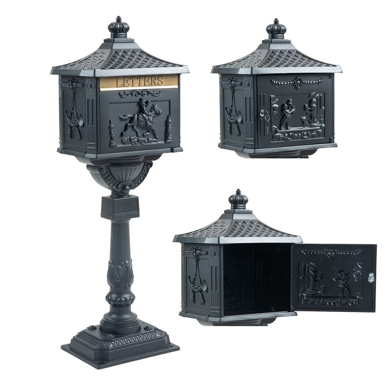 Lockable Vertical Mailbox Cast Aluminum Mail Box Postal Box Security Heavy Duty