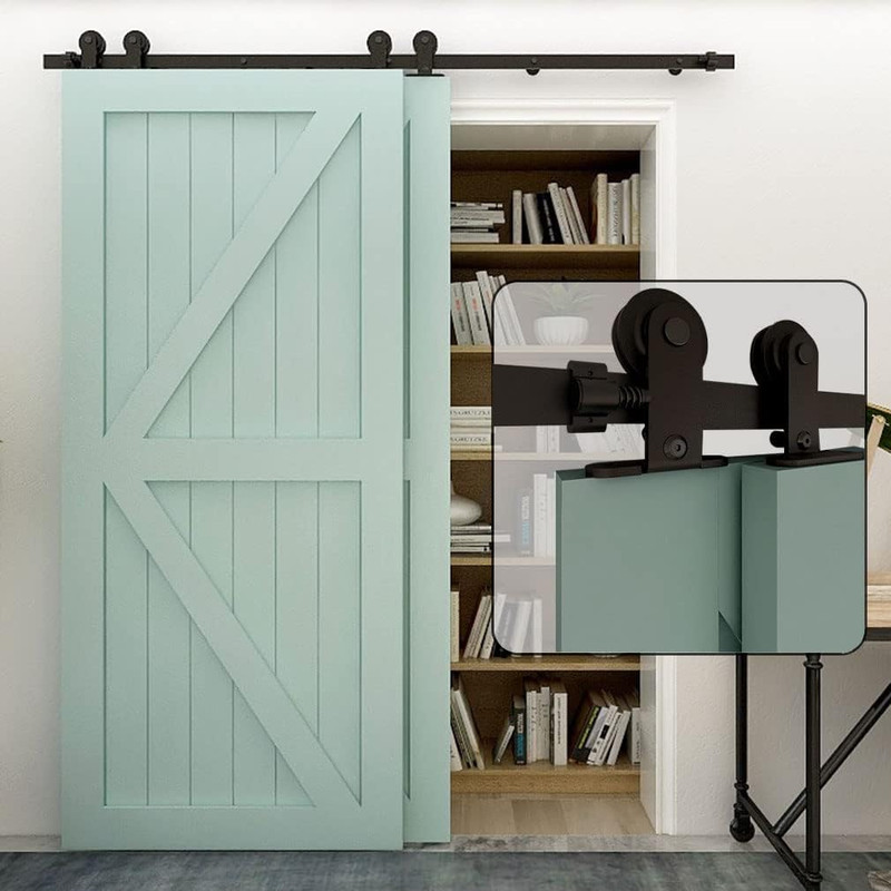 Bypass Sliding Barn Door Hardware Kit for 36″ Double Doors – Easy Install