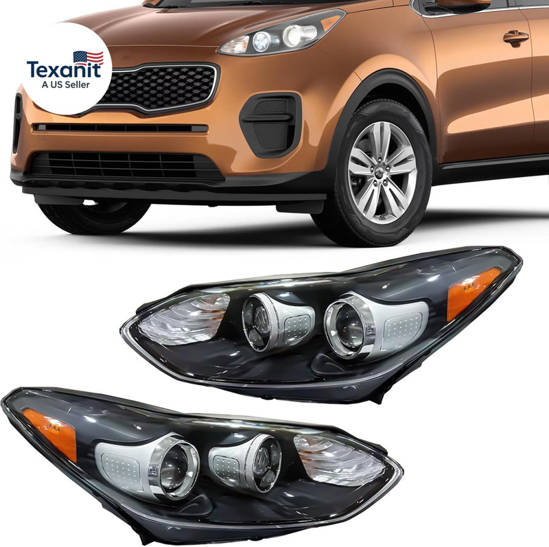 Headlight Assembly Compatible with 2017-2022 Kia Sportage EX/LX with LED DRL Day