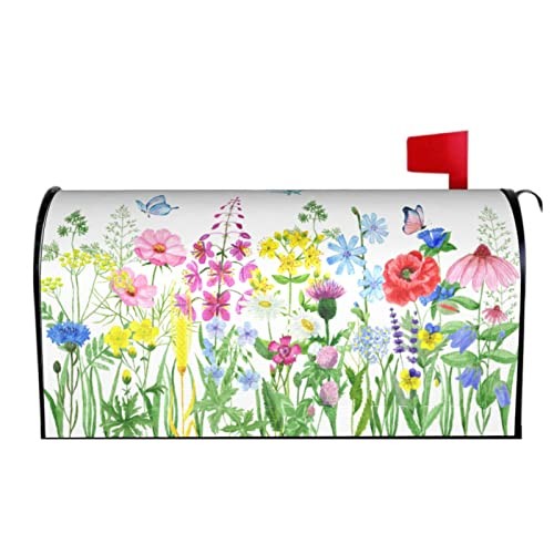 Spring Flowers Watercolor Butterfly & Flowers Magnetic Mailbox Covers – Summer